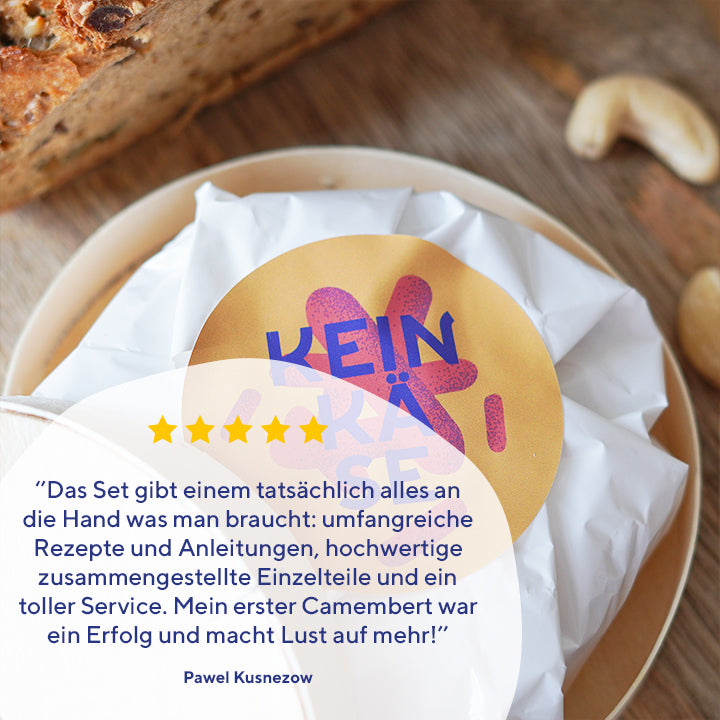 veganer Camembert, fermentiert, fairment, Fermentation, veganer Käse, vegan cheese, Cashewbert, Käsekultur, Käse Starter, veganer Frischkäse, Käsealternative, Käseersatz, Starter Kit Keinkäse